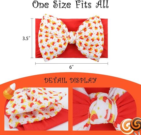 YanJie Halloween Baby Girls Headbands Orange Candy Bows Baby Headbands Nylon Yellow Hairbands Halloween Hairbands Accessories for Newborns Infants Toddlers Halloween Gifts in Saudi Arabia