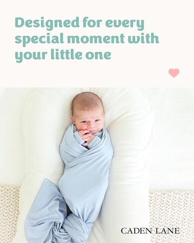 Caden Lane Baby Swaddle & Receiving Blanket, Soft, Breathable & Temperature-Regulating Bamboo Viscose Fabric for Swaddling Newborns, Gender Neutral Infant Blanket for Boys & Girls, Lace White in Saudi Arabia