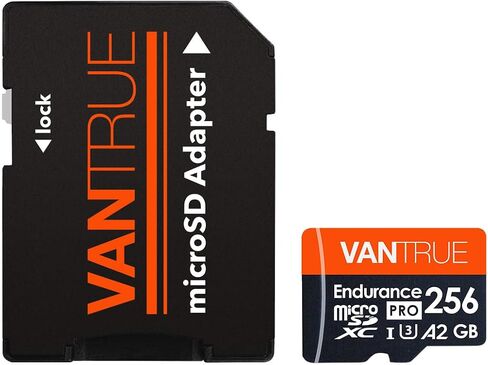Vantrue 256GB microSDXC UHS-I U3 4K Memory Card with Adapter for Dash Cams | UHS-I U3, 4K UHD video, high speed transfer, monitoring grade, for dash cams, body cams, action cameras, security systems in Kuwait
