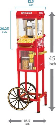 Nostalgia Popcorn Maker Machine - Professional Cart With 2.5 Oz Kettle Makes Up to 10 Cups - Vintage Popcorn Machine Movie Theater Style - Red in Saudi Arabia