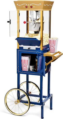 Nostalgia Popcorn Maker Machine - Professional Cart With 2.5 Oz Kettle Makes Up to 10 Cups - Vintage Popcorn Machine Movie Theater Style - Red in Saudi Arabia