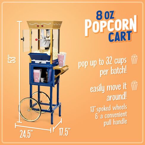 Nostalgia Popcorn Maker Machine - Professional Cart With 2.5 Oz Kettle Makes Up to 10 Cups - Vintage Popcorn Machine Movie Theater Style - Red in Saudi Arabia