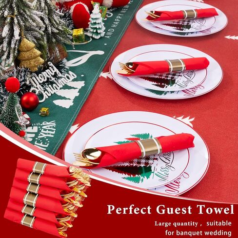 Supernal 60 Pack Gold Plastic Silverware,Rolled Plastic Silverware,Pre Wrapped Gold Silverware with Black Napkins,Heavy Duty Plastic Cutlery,Plastic Forks and Spoons,Rolled Gold Plastic Cutlery in Saudi Arabia