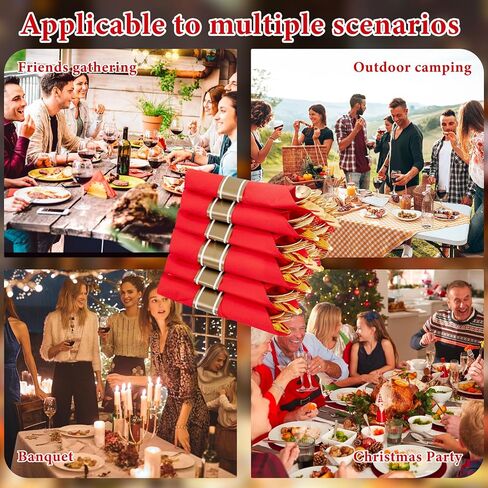Supernal 60 Pack Gold Plastic Silverware,Rolled Plastic Silverware,Pre Wrapped Gold Silverware with Black Napkins,Heavy Duty Plastic Cutlery,Plastic Forks and Spoons,Rolled Gold Plastic Cutlery in Saudi Arabia