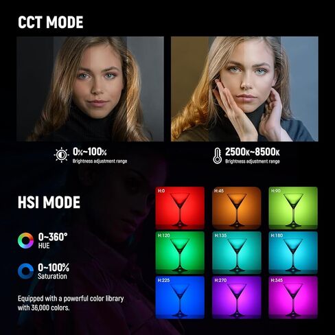 ضوء فيديو LED مغناطيسي صغير RGB، حجم الجيب RGB61 360 درجة لون كامل على ضوء الكاميرا مع بطارية 2000 مللي أمبير/أحذية باردة/CRI 97+/20 مشهد/2500K-8500K درجة حرارة اللون in Kuwait