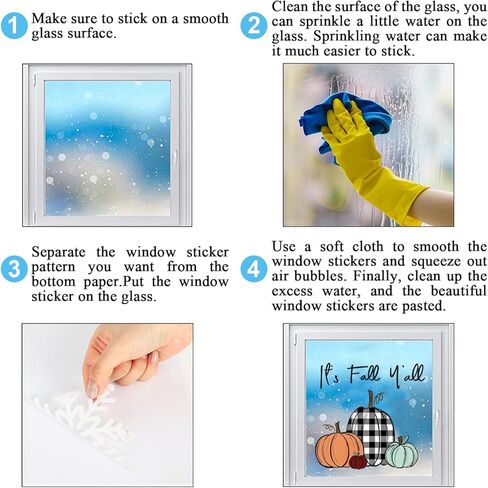 Fall Window Clings Boho Pumpkin Maple Leaf Reusable Window Decals for Autumn Thanksgiving Home Kitchen Window Glass Decor in Kuwait