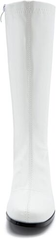 Women's Go-Go Boot Mid Calf Boots PU Leather Ladies Party Dance Shoes with Zipper Costume Boots in Saudi Arabia