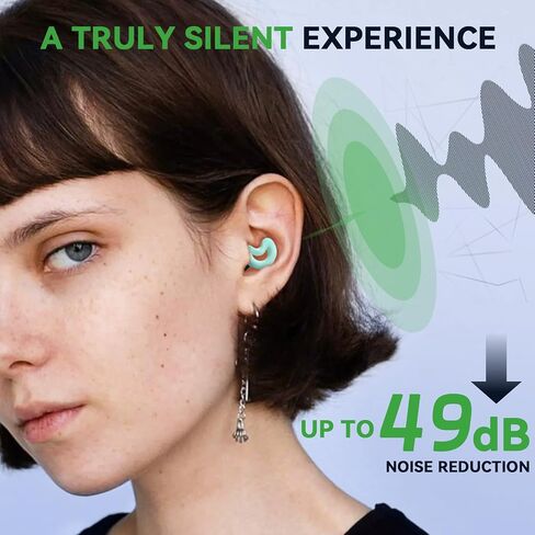 سدادات أذن لإلغاء ضوضاء النوم حتى NRR49dB-سدادات أذن سيليكون فائقة النعومة وقابلة لإعادة الاستخدام لمنع الشخير أثناء النوم، للنوم الجانبي - 10 أطراف أذن بمقاس XS/S/M/L/طبقة مزدوجة - أسود in Saudi Arabia