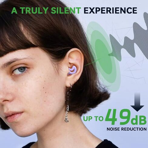 سدادات أذن لإلغاء ضوضاء النوم حتى NRR49dB-سدادات أذن سيليكون فائقة النعومة وقابلة لإعادة الاستخدام لمنع الشخير أثناء النوم، للنوم الجانبي - 10 أطراف أذن بمقاس XS/S/M/L/طبقة مزدوجة - أسود in Saudi Arabia