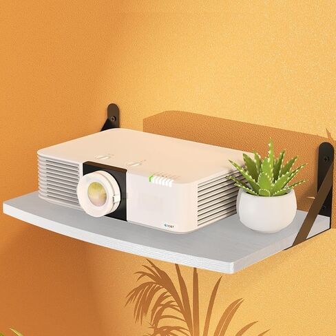 Mini Projector Shelf for Wall Mount, Projector Wall Mount Floating Shelf, Black Projector Stand, Projector Rack Holder, Modem Cable Shelf by Wood with Cable Ties in Saudi Arabia
