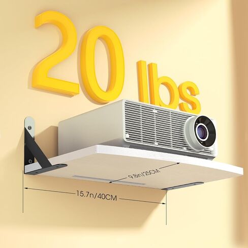Mini Projector Shelf for Wall Mount, Projector Wall Mount Floating Shelf, Black Projector Stand, Projector Rack Holder, Modem Cable Shelf by Wood with Cable Ties in Saudi Arabia
