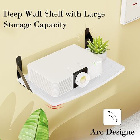 Mini Projector Shelf for Wall Mount, Projector Wall Mount Floating Shelf, Black Projector Stand, Projector Rack Holder, Modem Cable Shelf by Wood with Cable Ties in Saudi Arabia