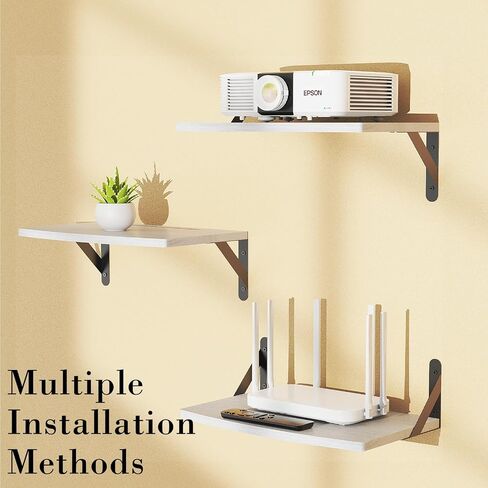 Mini Projector Shelf for Wall Mount, Projector Wall Mount Floating Shelf, Black Projector Stand, Projector Rack Holder, Modem Cable Shelf by Wood with Cable Ties in Saudi Arabia