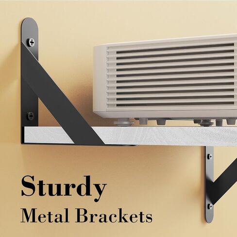 Mini Projector Shelf for Wall Mount, Projector Wall Mount Floating Shelf, Black Projector Stand, Projector Rack Holder, Modem Cable Shelf by Wood with Cable Ties in Saudi Arabia