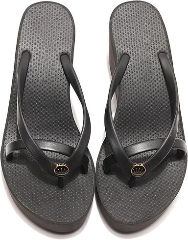 Women's Thong Wedge Platform Slides Sandals Fashion Comfort Open Round Toe Slip On Anti-Slip Chunky Heel Flip Flops Summer Pool Party Beach Walking Sandals in Saudi Arabia