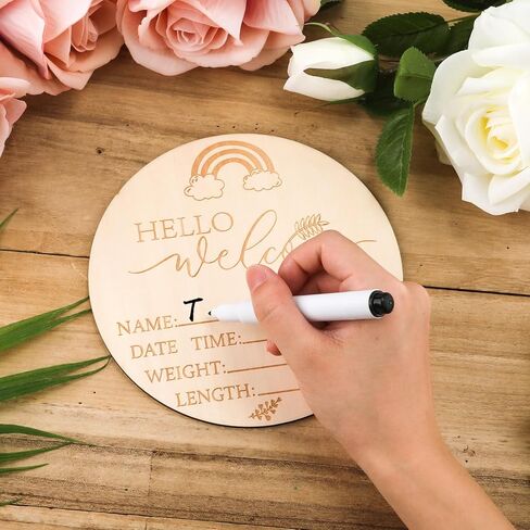 علامة إعلان خشبية للأطفال، لافتة مرحبا بالعالم لحديثي الولادة مقاس 6 بوصات، لوحة تسجيل لحديثي الولادة، لافتة إعلان لحديثي الولادة، لافتة إعلان ولادة الطفل، علامة طفل جديد لحضانة المستشفى، صورة الدعامة in Kuwait