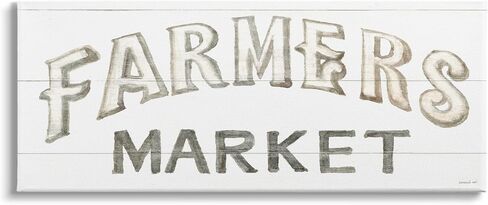 Stupell Industries Traditional Farmers Market Sign Classic Typography Canvas Wall Art, 24 x 10, Off- White in Saudi Arabia