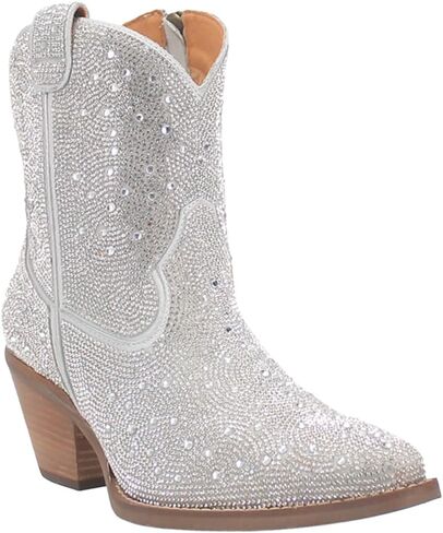 Dingo Womens Neon Moon Rhinestone Pointed Toe Casual Boots Ankle High Heel 3" & Up - Pink in Kuwait