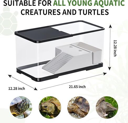 (Tank + Light + Filter+ Filter Balls) Turtle Tank Kit, Turtle Tank Starter Kit with Basking Platform and Soil Box,Bottom Drainage, Multi-Function Areas for Turtles, Crabs,Fishes, Amphibians,Reptiles. in Saudi Arabia