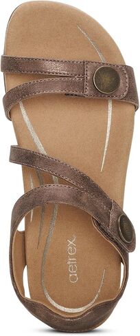 Aetrex Women's Jess Orthopedic Adjustable Quarter Strap Sandals - Comfort Memory Foam Fashion Flat Womens Sandals with Arch Support Smoke in Kuwait