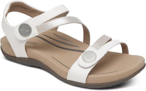 Aetrex Women's Jess Orthopedic Adjustable Quarter Strap Sandals - Comfort Memory Foam Fashion Flat Womens Sandals with Arch Support Smoke in Kuwait