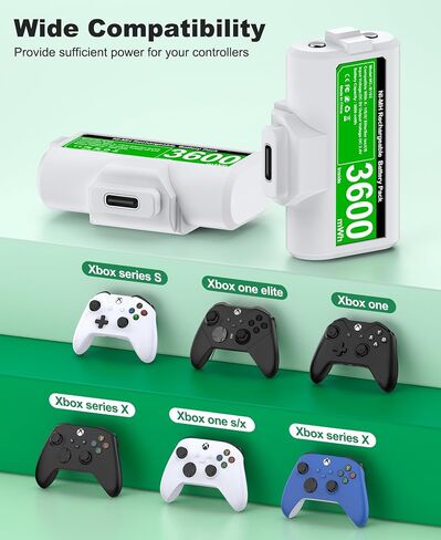 حزمة بطارية Xbox قابلة لإعادة الشحن لأجهزة Xbox One/Xbox Series X|S، بطاريات Xbox مع محطة شحن سريعة للبطارية لأجهزة Xbox One/One S/One X/Elite1، تدعم اللعب والشحن مع 4 أغطية in Kuwait