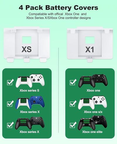 حزمة بطارية Xbox قابلة لإعادة الشحن لأجهزة Xbox One/Xbox Series X|S، بطاريات Xbox مع محطة شحن سريعة للبطارية لأجهزة Xbox One/One S/One X/Elite1، تدعم اللعب والشحن مع 4 أغطية in Kuwait