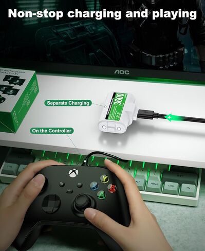 حزمة بطارية Xbox قابلة لإعادة الشحن لأجهزة Xbox One/Xbox Series X|S، بطاريات Xbox مع محطة شحن سريعة للبطارية لأجهزة Xbox One/One S/One X/Elite1، تدعم اللعب والشحن مع 4 أغطية in Kuwait
