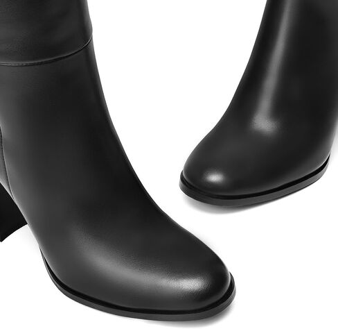 Lumeheel Black Knee High Boots for Women Round Toe Chunky Heel Gogo Boots with Side Zip Women's Fashion Tall Boots in Kuwait