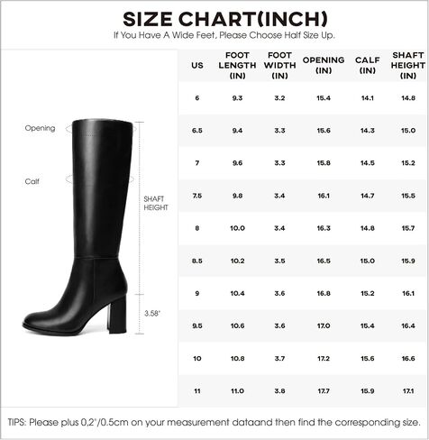 Lumeheel Black Knee High Boots for Women Round Toe Chunky Heel Gogo Boots with Side Zip Women's Fashion Tall Boots in Kuwait