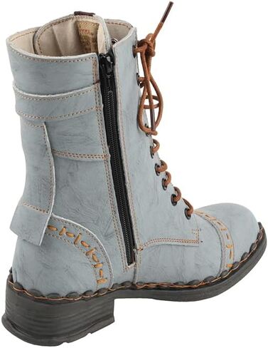 TMA EYES Women's Clasical Lace-Up Zipper Breathable Lining Flat with Hand-stitched Mid-calf Boots in Kuwait