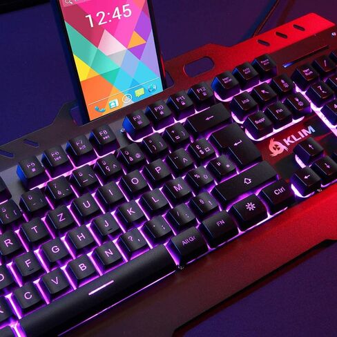 Klim Lightning Semi Mechanical Gaming Keyboard + 7 LED Colors + Metal Frame + Compatible with PC Mac PS4 ps5 Xbox One + Wired Hybrid Keyboard (Renewed) in Saudi Arabia