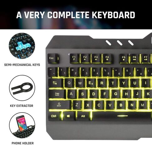 Klim Lightning Semi Mechanical Gaming Keyboard + 7 LED Colors + Metal Frame + Compatible with PC Mac PS4 ps5 Xbox One + Wired Hybrid Keyboard (Renewed) in Saudi Arabia