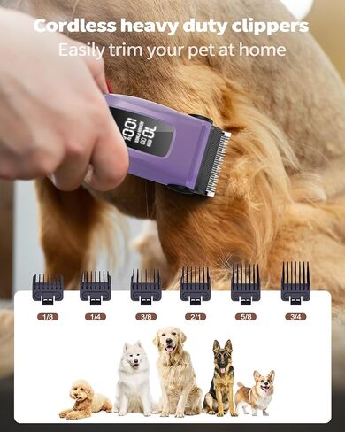 Dog Grooming Kit for Heavy Thick Hair&Coats, 3 in 1 Dog Clippers for Grooming, Rechargeable Cordless Pet Shaver with Storage Box, Quiet Dog Paw Trimmer for Small and Large Dogs Cats Animals in Saudi Arabia