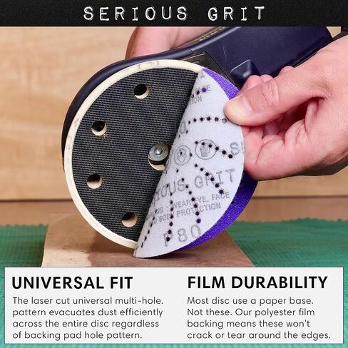 5-Inch Assorted Grit Ceramic Multi-Hole Hook & Loop Sanding Discs - Advanced Grain for Fast Cutting & Long Life - Film-Backed Universal Fit Sandpaper for 5-in Sanders - 50 Pack Box in Saudi Arabia