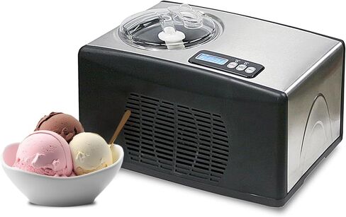 Whynter Ice Cream Maker Machine Automatic 1.28 Qt Upright with Built-in Compressor, LCD Digital Display & Timer, No Pre-Freezing, ICM-128WS, Black/Pink in Saudi Arabia
