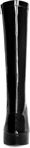 Allegra K Women's Patent Leather Platform Chunky Heel Knee High Boots in Saudi Arabia