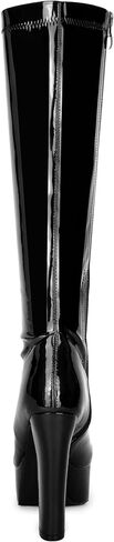 Allegra K Women's Patent Leather Platform Chunky Heel Knee High Boots in Saudi Arabia