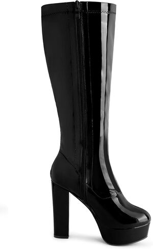 Allegra K Women's Patent Leather Platform Chunky Heel Knee High Boots in Saudi Arabia