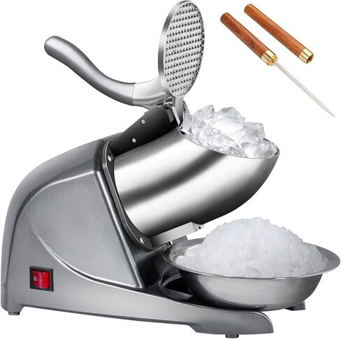 4-Blades Ice Shaver Machine with Ice Tray for Home and Commercial-Silver | 304 Stainless Steel;200lbs/hr Ice Crusher;Anti-Splash Design in Saudi Arabia