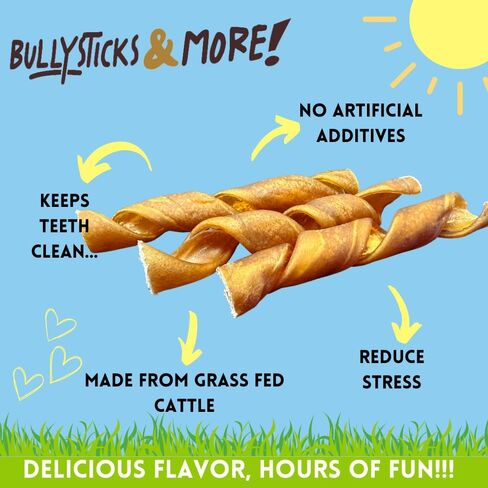 BULLYSTICKS & MORE 10-12 Inch Beef Cheek Springs for Dogs (5 Count) - Bully Springs Beef Cheek Dog Chews - Beef Cheek Strips -No Hide Bones for Dogs in Saudi Arabia
