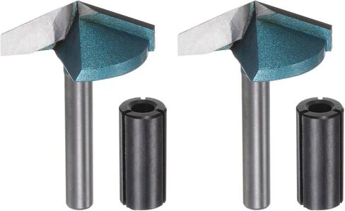 HARFINGTON 2set V Groove Router Bit 1.3" Dia 6mm Shank 0.5" عمق القطع 135 درجة كربيد V نوع الانتهازي CNC راوتر بت لنقش CNC ثلاثي الأبعاد نحت الأعمال الخشبية مع كوليه التحويل، سماوي in Saudi Arabia