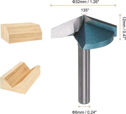 HARFINGTON 2set V Groove Router Bit 1.3" Dia 6mm Shank 0.5" عمق القطع 135 درجة كربيد V نوع الانتهازي CNC راوتر بت لنقش CNC ثلاثي الأبعاد نحت الأعمال الخشبية مع كوليه التحويل، سماوي in Saudi Arabia