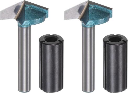 HARFINGTON 2set V Groove Router Bit 1.3" Dia 6mm Shank 0.5" عمق القطع 135 درجة كربيد V نوع الانتهازي CNC راوتر بت لنقش CNC ثلاثي الأبعاد نحت الأعمال الخشبية مع كوليه التحويل، سماوي in Saudi Arabia