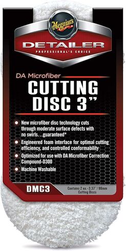 قرص قطع من الألياف الدقيقة DA من Meguiar DMC3 - وسادة قطع من الألياف الدقيقة مقاس 3 بوصة للاستخدام مع أدوات تلميع مزدوجة الحركة، استخدم مع مركب تصحيح الألياف الدقيقة DA لإزالة الدوامات والخدوش، عبوتان in Kuwait