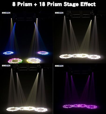 SHEHDS Moving Head Lights LED 100W Beam Effect 16 Degree 7 Dynamic & 6 Static Gobos 8 Colors Spotlights 6-Facet Prism DMX512 with RDM and Linear Focus Dj Stage Lights for Chrismas Wedding Party Dance in Saudi Arabia