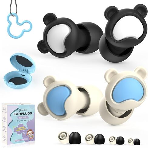 Kids Ear Plugs 2 Pairs(6-12 yrs), Reusable Noise Cancelling Earplugs, Silicone Noise Sensitivity Ear Plugs for Children/Small Ears, Ear Protection for Concerts/Flying/School/Playtime(Red+Grey) in Saudi Arabia
