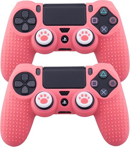 غلاف من السيليكون لوحدة تحكم PS4 × 2 (مرجاني) مع مقابض إبهام حصرية × 4 in Kuwait