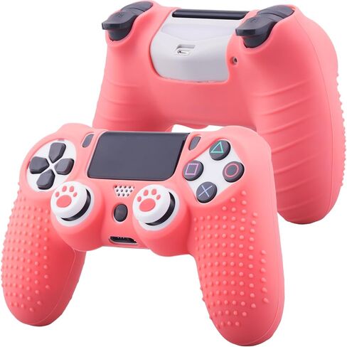 غلاف من السيليكون لوحدة تحكم PS4 × 2 (مرجاني) مع مقابض إبهام حصرية × 4 in Kuwait
