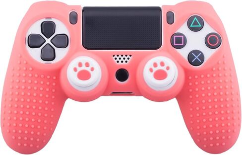 غلاف من السيليكون لوحدة تحكم PS4 × 2 (مرجاني) مع مقابض إبهام حصرية × 4 in Kuwait